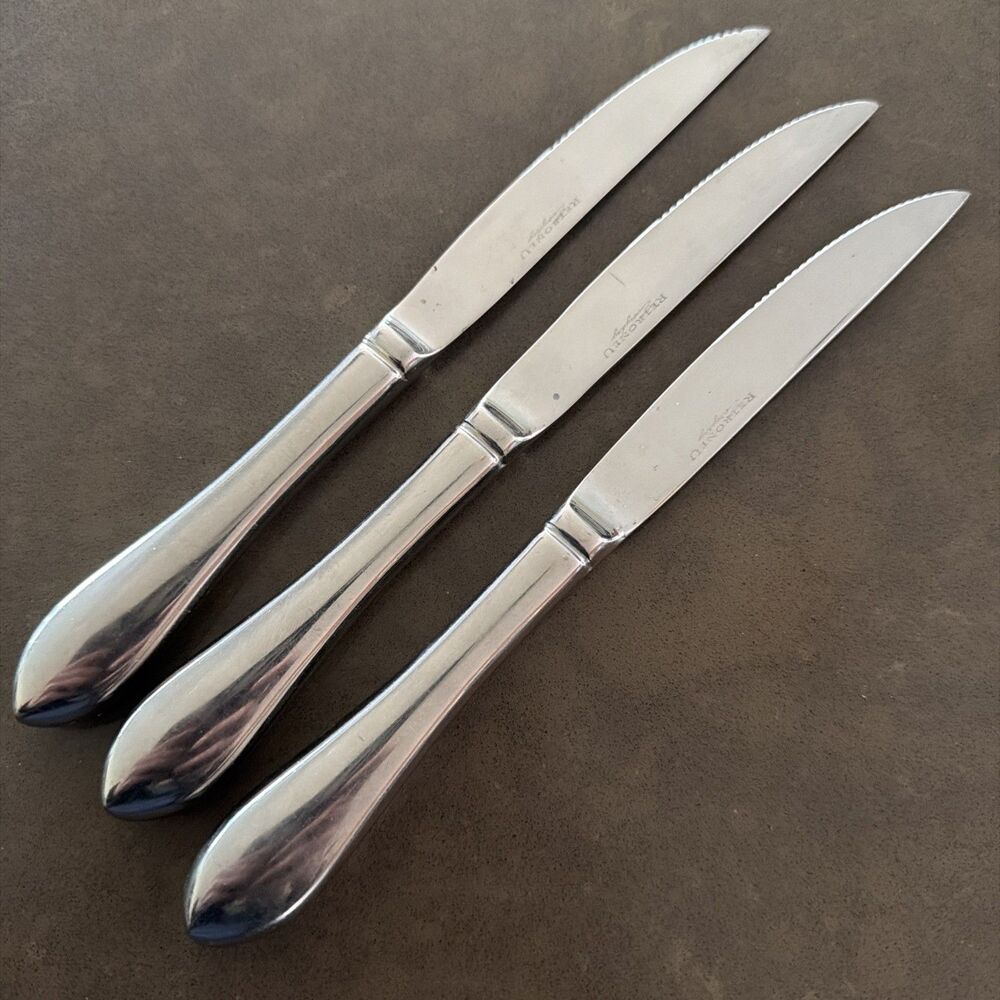 Three (3) Retroneu KENT 9" Glossy Discontinued Korea 18/8 Steak Knives